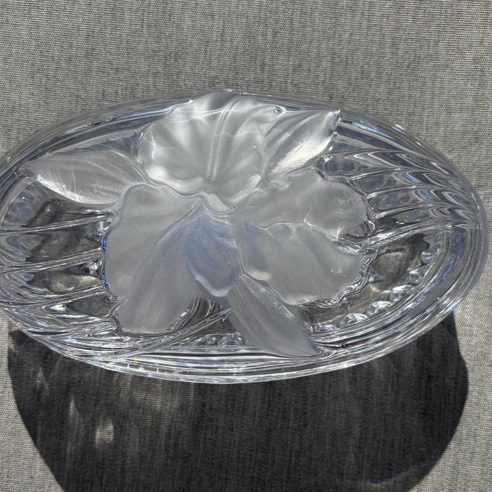 Studio Nova Clear Crystal Frosted Iris Trinket Candy Butter Dish